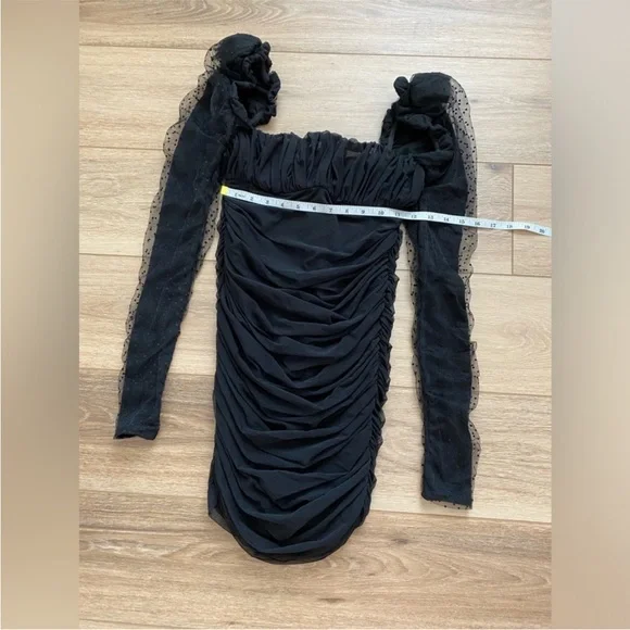 House of CB Elegant Black Long Sleeve Mini Dress Size S - Picture 7 of 12